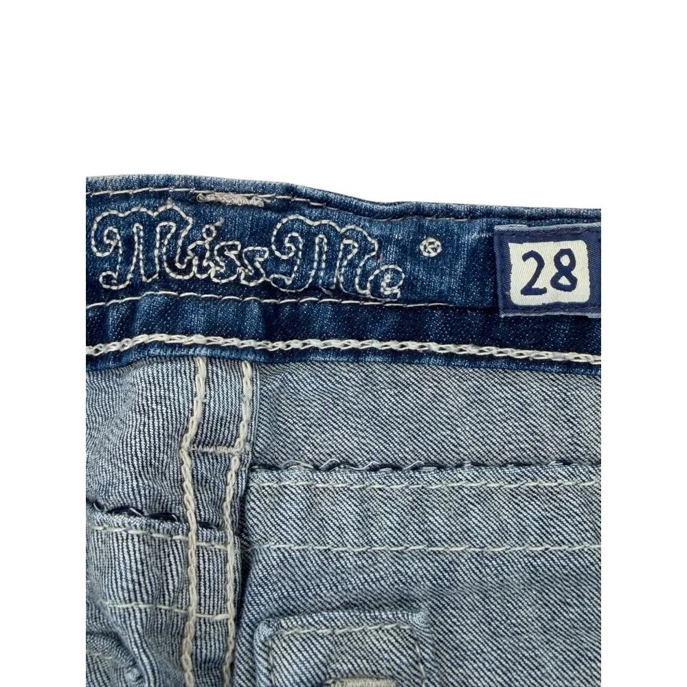 Miss Me Rhinestone Wing Distressed Skinny Jeans | McBling Y2K Early 2010s Tumblr - Picture 16 of 16